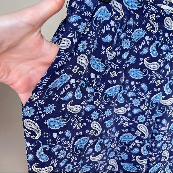 Manoush Paisley Print Silk Pants with Side Zipper and pockets blue size 38 - Picture 9 of 14